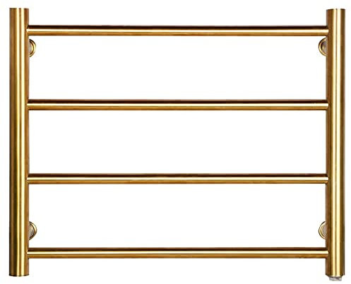 Towel Warmer/Towel Warmer Wall Mounted Electric 4 Bar Heated Towel Rack, 304 Stainless Steel Thermostat Heated Towel Rail Radiator for Bathroom, 58W, 54×45×12Cm (Brushed Gold Plug in) (Brushed Gold P