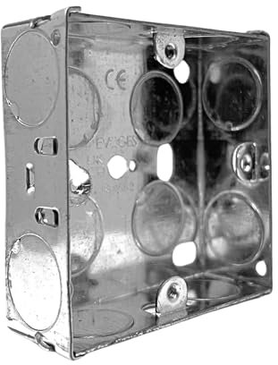 Evoges Single Metal Back Box, 25mm, 1 Gang, 1.0mm Thickness for Electrical Sockets Switches, BS4662 Standard (1)