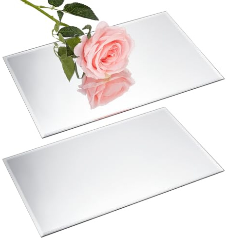 OLYCRAFT 2pz Specchi in Vetro Smussato 30x20cm Specchio Rettangolare da Parete in Vetro Spessore 2.5mm Decorazione da Parete Specchio in Vetri Piastrelle per Mobili di Casa Decorazioni Fai Da Te