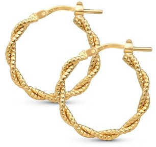 Amberta Italien Damen Silberne Creolen 925 Sterling Silber | Gedrehte Ohrringe Silber | Damen Creolen Silber 925