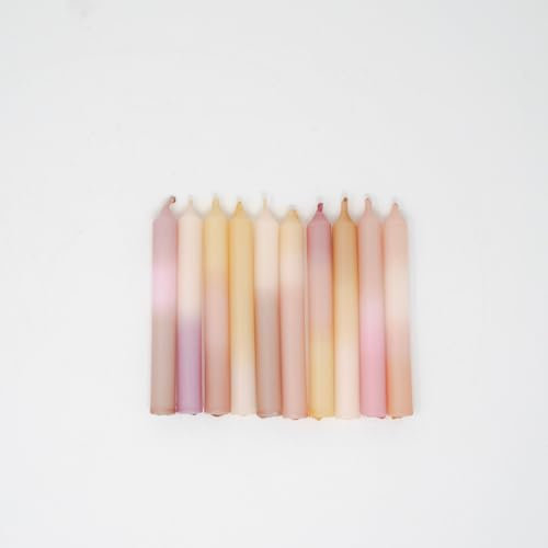 MADAM ERLE | 10er-Set Dipdye kleine Tafelkerzen | FYLLA | handgemachte Kerzen für Geburtstagszug|pastell farbig | Kerzen Kinder-Geburtstag | Dekokerzen | Baumkerzen | Wohnzimmerdeko |