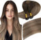 Easyouth Bonding Extensions Echthaar Ombre Braun Echthaar Extensions Keratin Bondings Dunkelbraun Balayage Blond Utip Extensions Haarverlängerung Echthaar Pre Bonded 1g/s 50G 50cm #2/6/18