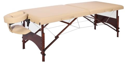 PJGVTBDE Massagetisch Portable Spa-Liege Mit Kopfstütze Höhenverstellbares Wimpernbett 2 Fold Facial Cradle Salon Bett(Beige 2)