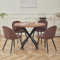 DEYARNA HOME Essgruppe Set Tisch und Stühle, Esstisch und 4 Stuhl, Samt-Esszimmerstühle, Tischplatte aus MDF, Schwarze Tischbeine, Moderner Küchentisch Set (Dunkle Holzfarbe/Braun, 100*100*76.5cm)