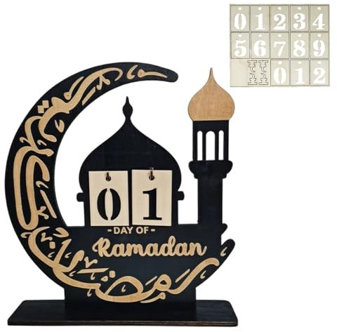 Yeomju Ramadan Kalender Eid Mubarak Kalender DIY Ramadan Dekoration aus Acryl 30 Tage Countdown Eid Mubarak Adventskalender Ramadan Dekorationen Countdown Kalender
