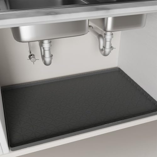 Tappetino sotto il lavandino, rivestimento impermeabile in silicone per armadietti, con fondo antiscivolo, tappetino protettivo per cucine o garage (86 x 56 x 2,5 cm)