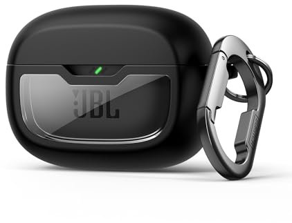 SURITCH Case Compatible with JBL Wave Beam/Beam 2/ JBL Wave 200TWS,Shockproof Magnetic Protective Headphone Cover with Cleaning Kit & Carabiner & Removal Tool,Black