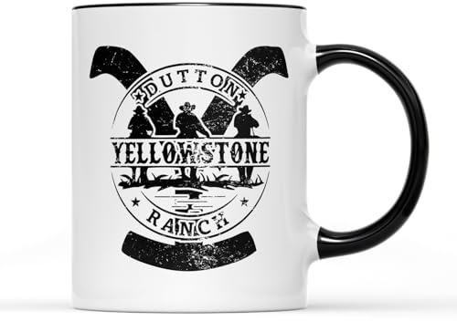 Willow Gifts Stone Yellow Ranch Coffee Mug – Western Heritage Series Mug with Rustic Ranch Logo, Vintage Cowboy Graphic Tea Mug.
