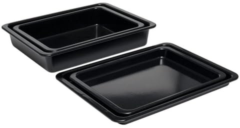 ProCook Enamel Bakeware Set - 4 Piece, 31x23.5x2.5cm, 36x27x2.5cm, 31x23.5cm, 36x27cm, Carbon Steel Non Stick Baking Trays - Durable Scratch Resistant Oven Tin Pans