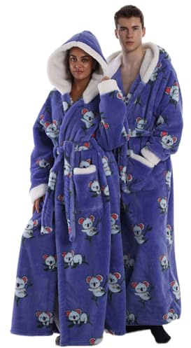 Gegeryozer Accappatoio in Pile Soffice e Caldo con Cappuccio, Morbidissimo e Confortevole, Taglia Unica Unisex con Tasche, Ideale per Casa e Relax