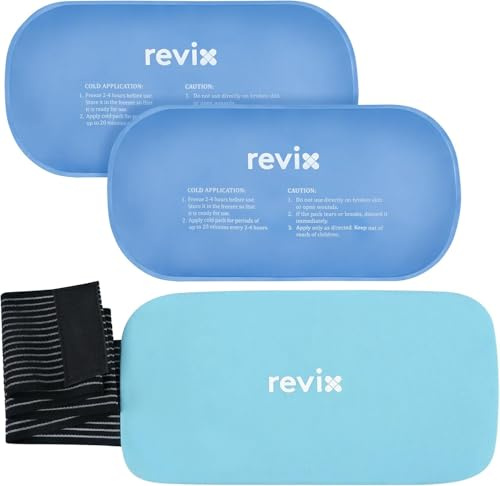 REVIX Gel Ice Packs Reusable 14 x 7 – 2 Packs Flexible Cold Compress with Strap for Back, Shoulder, Hip, Thigh – Extra Large Ice Pack for Everyday Recovery & Cooling Relief