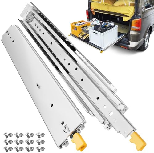 ToBeGreat Heavy Duty Drawer Runners with Lock Max Load 220kg Industrial Drawer Slides Full Extension with Ball Bearing Rails 60 inch(1500mm), Side Mount 1 Pair