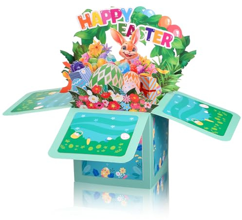Kesote Påskkort, 3D-gratulationskort, popup-gratulationskort för barn, påskkaniner, Happy Easter, påskägg, gör-det-själv