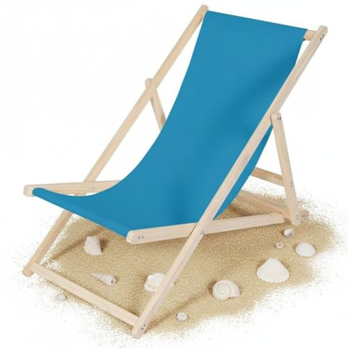 Mucola Strandliege Sonnenliege klappbar Holz 3-Fach verstellbar Anthrazit | Atmungsaktiver Polyester-Bezug, Massivholz-Gestell, Sicherung gegen ungewolltes Zusammenklappen, luftig, Garten, Pool, Strand