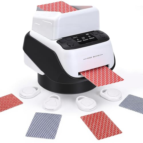 Haedswer Automatischer Kartengeber mit 4 Fernbedienungen, 360° Drehung für 1–4 Decks, Karten Verteiler, 2–8 Spieler, Eingebaute Spielmodi, Wiederaufladbar, Leise für Poker, UNO, Texas Holdem