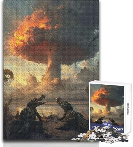 Krokodile im Krieg–Puzzle mit 1000 Teilen für Teenager–Lernspielzeug zur Förderung der Fähigkeiten besondere Momente–Größe: 38x52cm