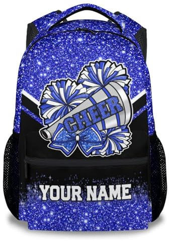 GiftoFLUX Personalisierter Cheerleading-Rucksack für Mädchen – personalisierbar mit Namen, 17 Zoll, großes Fassungsvermögen, robuste Schultasche, ideal für Schule und Cheerleading-Übungen