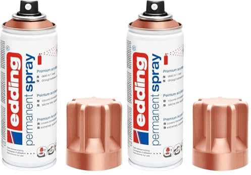 edding 5200 Permanent Spray - Precious Copper - 200 ml - Acrylic Paint for Painting and Decorating Glass, Metal, Wood, Ceramic, Plastic, Canvas - Aerosol Spray, Acrylic Spray, Paint Spray (Pack of 2)
