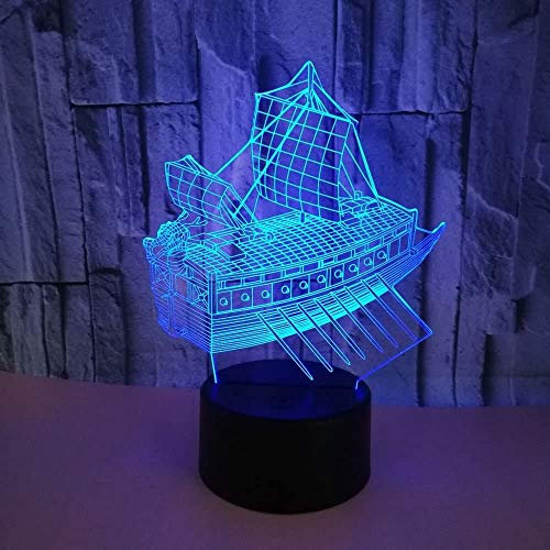 3D Schiff Lampe USB Power 7 Farben Amazing Optical Illusion 3D wachsen LED Lampe Formen Kinder Schlafzimmer Nacht Licht.