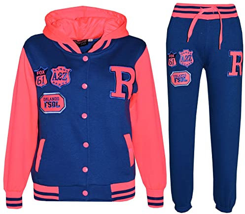 A2Z 4 Kids Unisex Girls Boys Baseball Tracksuit R Fashion - T.S Baseball FOX Royal & N. Pink 13