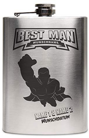 Flachmann Edelstahl 237 ml 8 oz individuelle Gravur Geschenk - Best Man