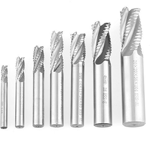 CHICIRIS Zouminyy Fresa 7pcs/set Acero de alta velocidad 4 flautas 6-20mm HSS End Mill Router Fresadora de desbaste Rompevirutas Cortador