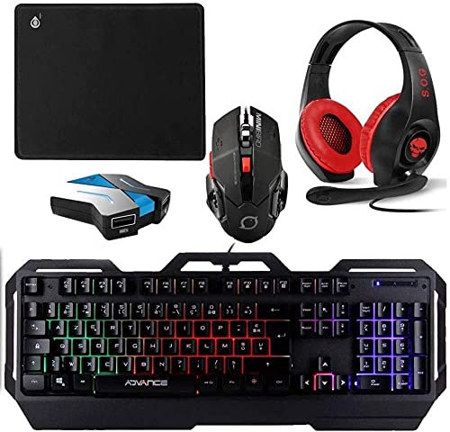HND Clavier Souris pour Nintendo Switch PGM + Casque Gamer + Tapis + Adaptateur Convertisseur Pro