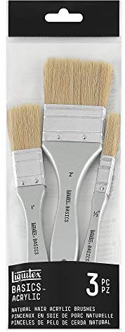 Liquitex pinceaux pour peintures acryliques Basics Set DE 3 Soie DE Porc Naturelle, Plastique