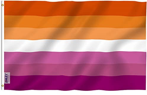 Anley Bandiera Fly Breeze 3x5 Piedi Sunset Lesbian Pride - Colore vivido e Resistente allo sbiadimento UV - Header in Tela e Doppia Cucitura - Sunset Pride con Anelli di Tenuta in Ottone 3 X 5 Ft