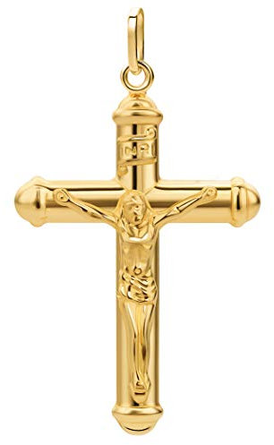 PRINS JEWELS Kreuz Anhänger Mit Jesus 14 Karat 585 Gelbgold Unisex (27 Millimeter)