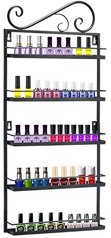 Meisax Étagère murale en métal pour vernis à ongles 5 étages - Pour ranger les vernis à ongles et les produits cosmétiques - Noir