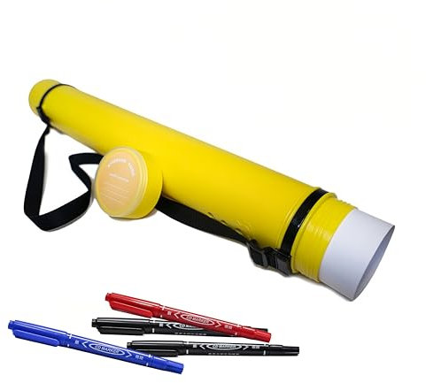 Wandervogel Posterrolle A0 Zeichenrolle Transport Bilderrolle Zeichenrollenköcher Köcher und 4 Permanentmarker gratis Ø 8,8 cm Höhe 62-102 cm 6 Farbe (Gelb)