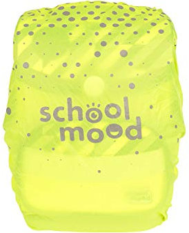 School-Mood Regenschutz für Schulranzen – Wasserdichte Regenhaube, Neonfarben mit retroreflektierendem Aufdruck aus Polyester, Regenhülle zum Schutz des Schulrucksacks, Einheitsgröße (neongelb)