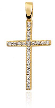 Kreuz Anhänger Gold Gelbgold Weißgold 585 14K Goldanhänger Kettenanhänger Diamanten Brillanten für Damen Jungen