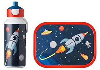 Mepal - Lunch-Set Campus - Lunch-Set für Kinder mit Pop-up Trinkflasche & Lunch Box - Lunch-Set für die Schule oder unterwegs - Spülmaschinenfest & BPA-frei - 400 ml + 750 ml - Space