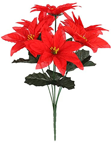 BFYDOAA Künstlicher roter Weihnachtsstern, Weihnachtsstern, künstliche Weihnachtsstern, Pflanzen für Weihnachten, Halloween, Zuhause, Küche, Hochzeitsdekoration