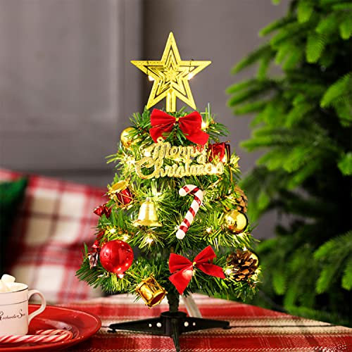 Mini árbol de Navidad de 30 cm, Mini árbol de Navidad con Luces LED,Mini árbol de Navidad para Mesa, árbol de Navidad en Miniatura, árbol de Navidad Artificial, árbol de Navidad pequeño (12 Pulgadas)