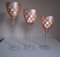 3tlg. Glaskelch Glaskelche Windlicht Set H30,35 + 40 cm mit Schneeflocken und Eiskristallen Kerzenhalter Kerzenleuchter Kerzenständer (Alt Rosa)