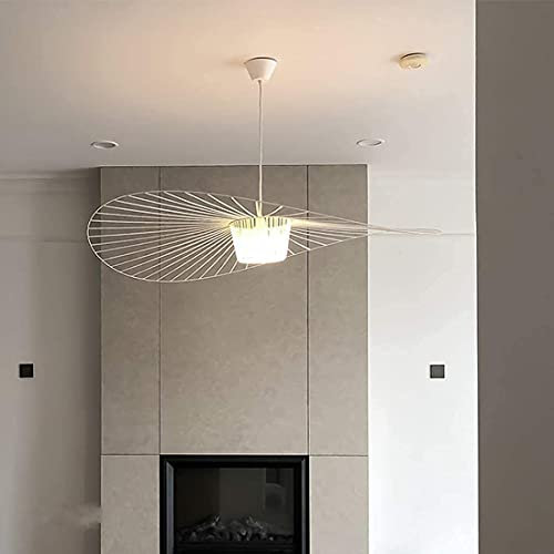 GLZXMQBP Lustre Vertigo Suspension Blanc 80 cm, Rétro Salon Lampe Suspension Vertigo Lustre Fibre De Verre + Polyuréthane De Chapeau Design, Hauteur De La Lumière Réglable E27 (Blanc, 80 cm