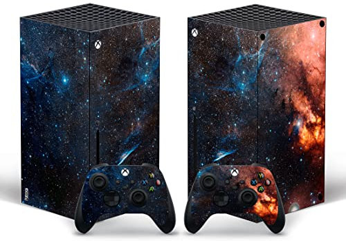 Aufkleber für Xbox Series X mit zwei kabellosen Controller-Aufklebern, Ganzkörper-Schutzfolie, Vinyl-Skin für Microsoft Xbox Series X Konsole – Sternenhimmel