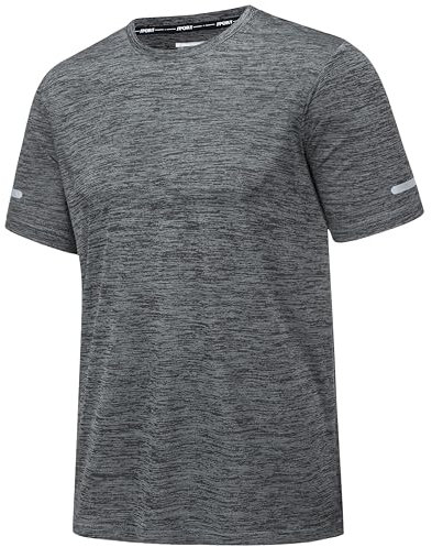 MAGCOMSEN Sommershirts Herren Meliert Sport Shirt Leicht Wandershirts Schnell Trockend Joggingshirts Männer Stretch Funktionsshirts Atmungsaktiv Lässig Freizeit T-Shirts Dunkelgrau XL