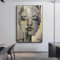 Moderne Frauen Leinwand Gemälde Schwarz Gold Gesicht Kreativität Poster Drucken Wandkunst Bild für Wohnzimmer Wanddekoration Cuadros 80x120cm Rahmenlos
