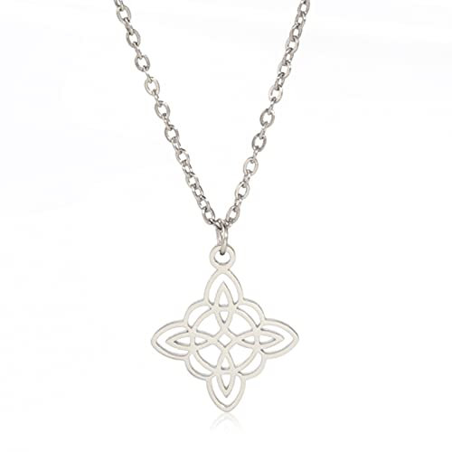 Dreamtimes Hexenkette für Frauen Wicca-Schmuck Hexenknoten Schutzamulett Triquetra-Halskette keltische Knoten-Halskette Satanische Halskette Hexenanhänger Schmuck (Silber-)