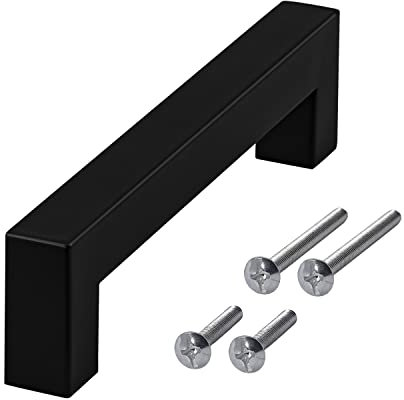 Stahlia 1 x Möbelgriff Schwarz matt Lochabstand 224mm Edelstahl Schrankgriffe Küchengriffe Schrankgriffe Stangengriffe eckig Wohnzimmer Möbel Bad Möbel Schrank Profil: 15x15mm inkl. Schrauben