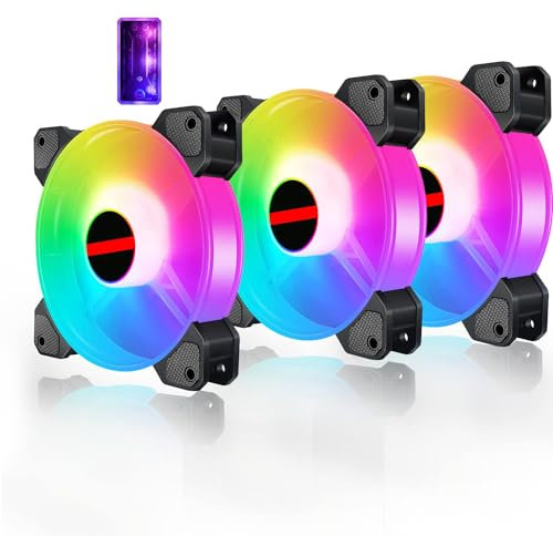3 Unidades 120mm RGB ventilador PC Case ventiladores 5V-3PIN direccionable ARGB ventiladores Soporte de sincronización de placa base con velocidad y música Control inalámbrico