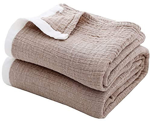Kuscheldecke Baumwolle 4-Lagige Weiche Kuscheldecke Musselin Decke Tagesdecke Warm Sofaecke Wohndecke 130x150cm