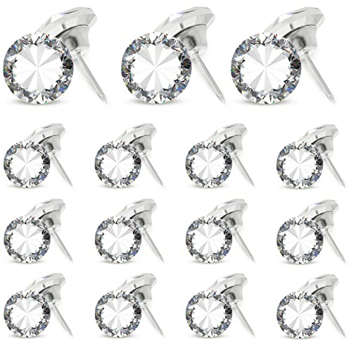 Uenhoy 30 Stück Kristall-Polsternägel, 2,5 cm (25 mm) Möbel-Polsternägel für Dekoration, Diamant-Kristall-dekorative Reißzwecken für Sofa, Kopfteil, Wanddekoration