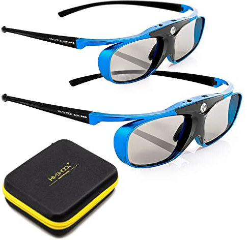 Hi-SHOCK DLP Pro 2X Blue Heaven | DLP Link 3D Brillen Set kompatibel mit DLP Beamer Acer, BenQ, Optoma, Viewsonic, Philips, Infocus, NEC, Vivitec, HiTachi, Canon, Casio, Largo | inkl. Dualcase