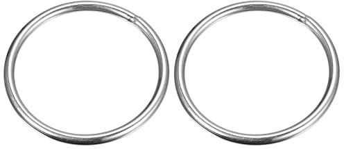 sourcing map 2 Stück O Ringe Edelstahl 304 Metallringe, 70 mm Außendurchm. 5 mm Dicke Geschweißter O-Ring für Befestigung Schrauben Haken Campinggürtel Hundeleinen Taschen Paracord Zubehör