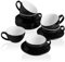 Sweejar Home Ceramic Cappuccino Cups, 250ml Espresso Cups, Porcelain Cup & Saucer, Tea Cup Set for Specialty Coffee Drinks, Latte, Americano (Black, Set of 6)